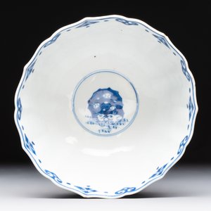 A Chinese blue and white 'Mongolian hunting scene' bowl, Chenghua mark, Kangxi — photo 7