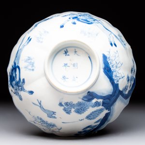 A Chinese blue and white 'Mongolian hunting scene' bowl, Chenghua mark, Kangxi — photo 8