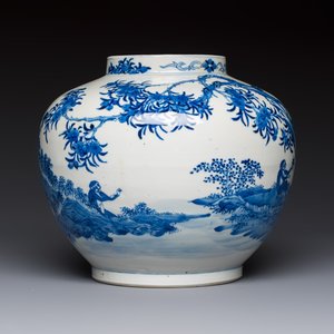 A Chinese blue and white 'Monkeys' vase, Man Tang Fu Ji 滿堂福記 mark, 19th C. — foto 5