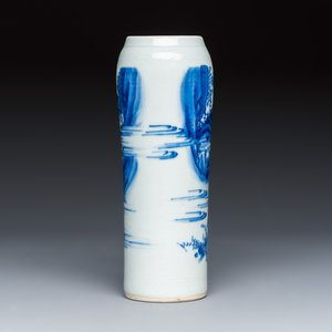 A Chinese blue and white 'Mountainous Landscape' sleeve vase — photo 2