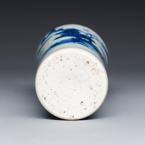 A Chinese blue and white 'Mountainous Landscape' sleeve vase — photo 7