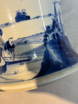 A Chinese blue and white 'Mountainous Riverscape' baluster vase, Kangxi — photo 11