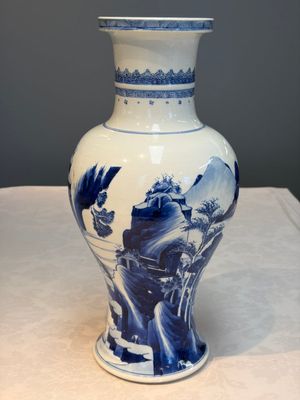 A Chinese blue and white 'Mountainous Riverscape' baluster vase, Kangxi — photo 2