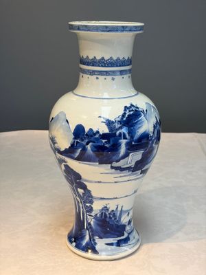 A Chinese blue and white 'Mountainous Riverscape' baluster vase, Kangxi — photo 3