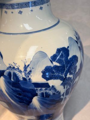 A Chinese blue and white 'Mountainous Riverscape' baluster vase, Kangxi — photo 10
