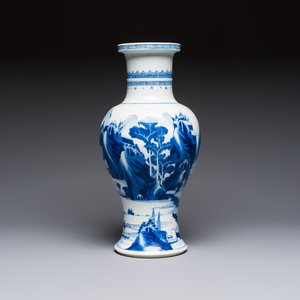 A Chinese blue and white 'Mountainous Riverscape' baluster vase, Kangxi — photo 4