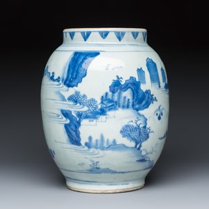 A Chinese blue and white 'Mountainous Riverscape' jar — photo 4