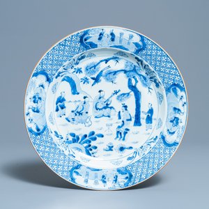 A Chinese blue and white 'musicians' dish, Kangxi — photo 1