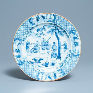 A Chinese blue and white 'musicians' dish, Kangxi — photo 1