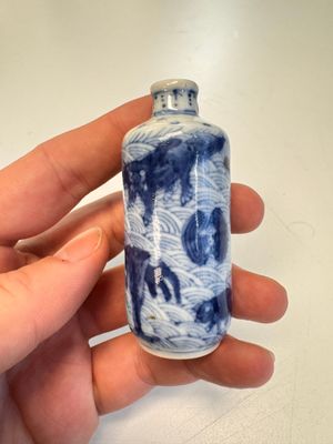 A Chinese blue and white 'Mythical Animals' snuff bottle and a 'Buddhist Lions' snuff bottle — photo 13