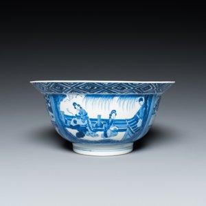A Chinese blue and white 'narrative subject' bowl, Kangxi mark and of the period — photo 2