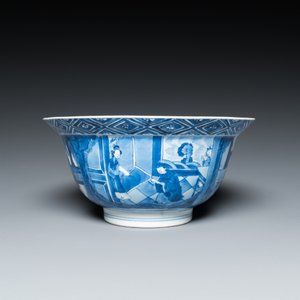 A Chinese blue and white 'narrative subject' bowl, Kangxi mark and of the period — photo 4