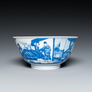 A Chinese blue and white 'narrative subject' bowl, Kangxi mark and of the period — photo 3