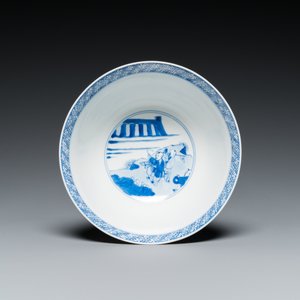 A Chinese blue and white 'narrative subject' bowl, Kangxi mark and of the period — photo 5