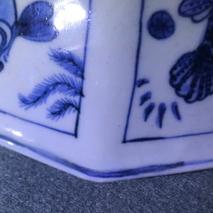 A Chinese blue and white octagonal bowl with various fish, Wanli — photo 15