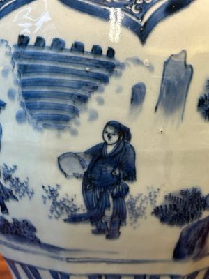 A Chinese blue and white octagonal 'Jia Guan Jin Jue 加官晉爵' vase, Transitional period — 照片 8