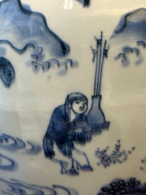 A Chinese blue and white octagonal 'Jia Guan Jin Jue 加官晉爵' vase, Transitional period — 照片 6