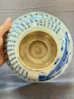 A Chinese blue and white 'Ode to the Red Cliff' bowl and a bowl with floral design, Yongle and Chenghua mark, Transitional period — 照片 14