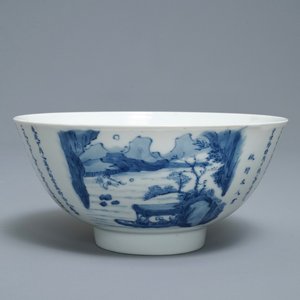 A Chinese blue and white 'Ode to the red cliffs' bowl, Chenghua mark, Kangxi — 照片 1