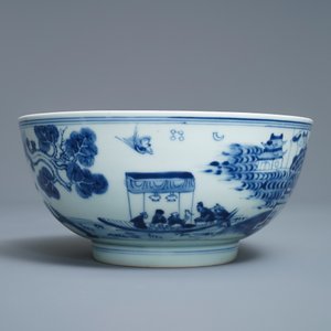 A Chinese blue and white 'Ode to the red cliffs' bowl, Kangxi/Yongzheng — 照片 2