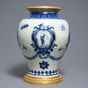 A Chinese blue and white ormolu-mounted 'The Archer' cistern after Cornelis Pronk, Qianlong, ca. 1740 — 照片 2
