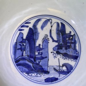 A Chinese blue and white 'pagoda landscape' bowl, Wanli — 照片 20