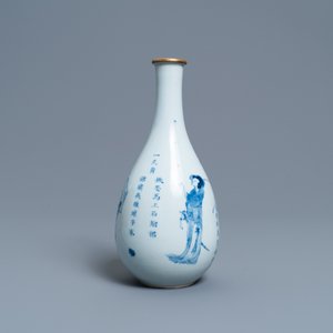 A Chinese blue and white pear-shaped 'Shuihu Zhuan' vase, Shunzhi/Kangxi — 照片 5