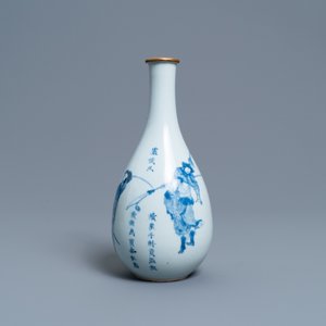A Chinese blue and white pear-shaped 'Shuihu Zhuan' vase, Shunzhi/Kangxi — 照片 6