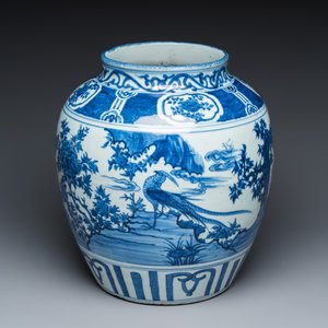 A Chinese blue and white 'Pheasant' jar — photo 1