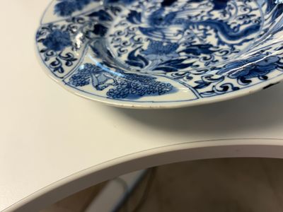A Chinese blue and white 'Phoenix and Monkeys' lobed plate — photo 12