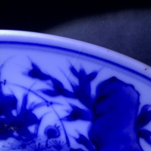 A Chinese blue and white plate with a deer and a monkey, Chenghua mark, Kangxi/Yongzheng — 照片 3
