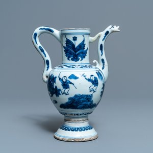 A Chinese blue and white 'playing boys' ewer, Wanli — photo 4