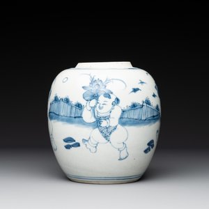 A Chinese blue and white 'playing boys' jar, Yongzheng — photo 3
