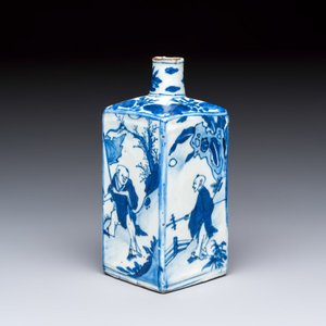 A Chinese blue and white 'Playing Boys' square flask, Wanli — foto 1