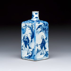 A Chinese blue and white 'Playing Boys' square flask, Wanli — foto 2