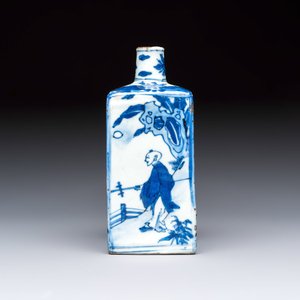 A Chinese blue and white 'Playing Boys' square flask, Wanli — foto 3