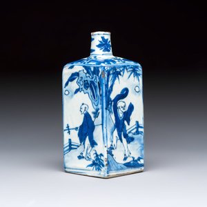 A Chinese blue and white 'Playing Boys' square flask, Wanli — foto 4