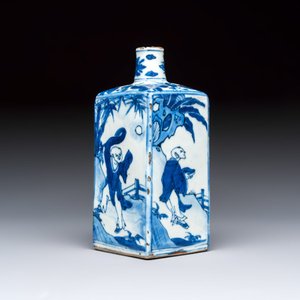 A Chinese blue and white 'Playing Boys' square flask, Wanli — foto 6