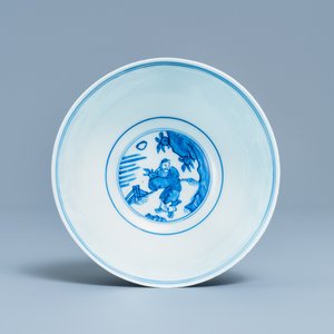 A Chinese blue and white 'playing boys' stem cup, Wanli — 照片 8