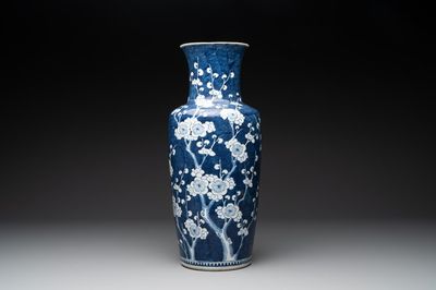 A Chinese blue and white 'prunus on breaking ice' vase, 19th C.