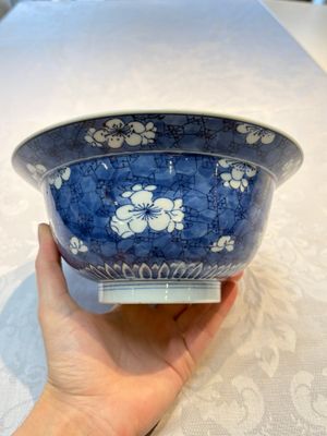 A Chinese blue and white 'Prunus on Cracked Ice' bowl, lingzhi mark, Kangxi — photo 2