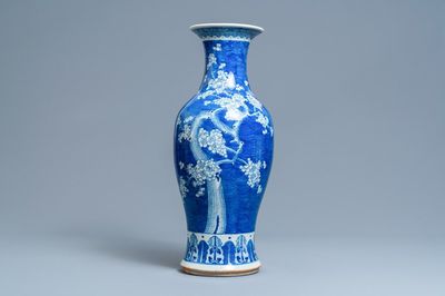 A Chinese blue and white 'prunus' vase, 19th C.
