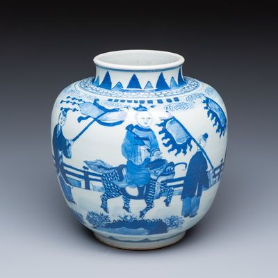 A Chinese blue and white 'Qi Lin Song Zi 麒麟送子' vase, 19th C.