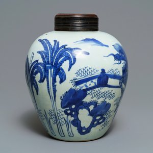 A Chinese blue and white 'qilin' jar, Transitional period — 照片 4