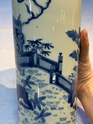 A Chinese blue and white 'Qilin' sleeve vase, 19th C. — photo 13
