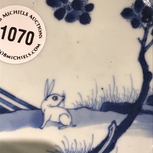 A Chinese blue and white rabbit bowl, Chenghua mark, Kangxi/Yongzheng — photo 20