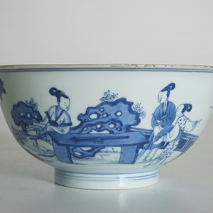 A Chinese blue and white rabbit bowl, Chenghua mark, Kangxi/Yongzheng — photo 7