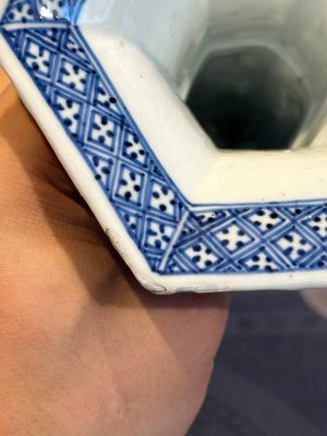A Chinese blue and white reticulated double-walled vase, Kangxi — photo 7