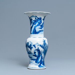 A Chinese blue and white 'river landscape' yenyen vase, Kangxi — 照片 3