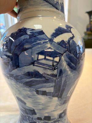 A Chinese blue and white 'riverscape' 'yenyen' vase, 19th C. — photo 12